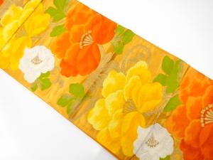 アンティーク　花唐草模様織り出し袋帯（着用可）